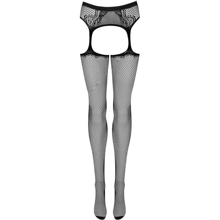 Сітчасті панчохи-стокінги з візерунком на сідницях Obsessive Garter stockings S232 S/M/L, чорні, імі