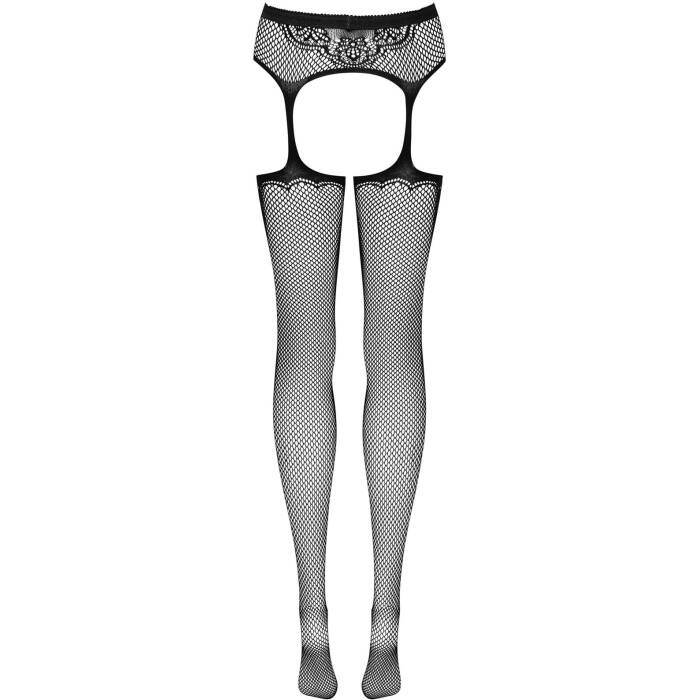 Сітчасті панчохи-стокінги з візерунком на сідницях Obsessive Garter stockings S232 S/M/L, чорні, імі