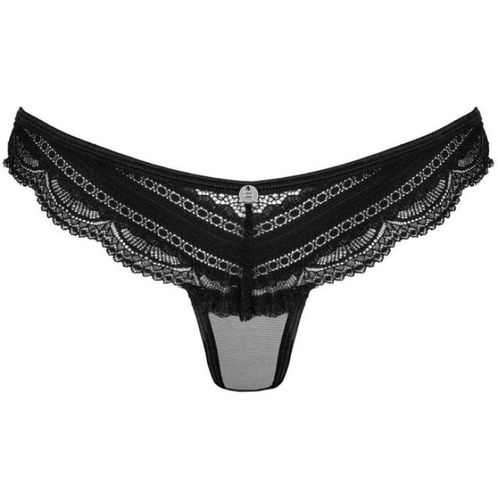 Напівпрозорі трусики з підвіскою Obsessive Ivannes panties black L/XL, чорні