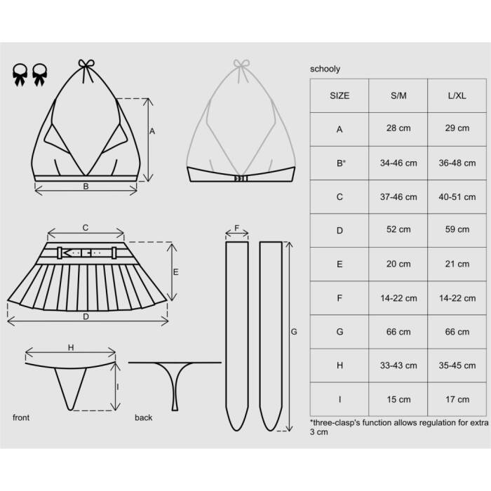 Еротичний костюм школярки з мініспідницею Obsessive Schooly 5pcs costume S/M, біло-червоний, топ, сп