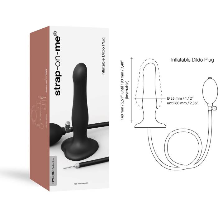 Надувний фалоімітатор Strap-On-Me INFLATABLE DILDO PLUG - NOIR, кулька всередині, діаметр до 6 см