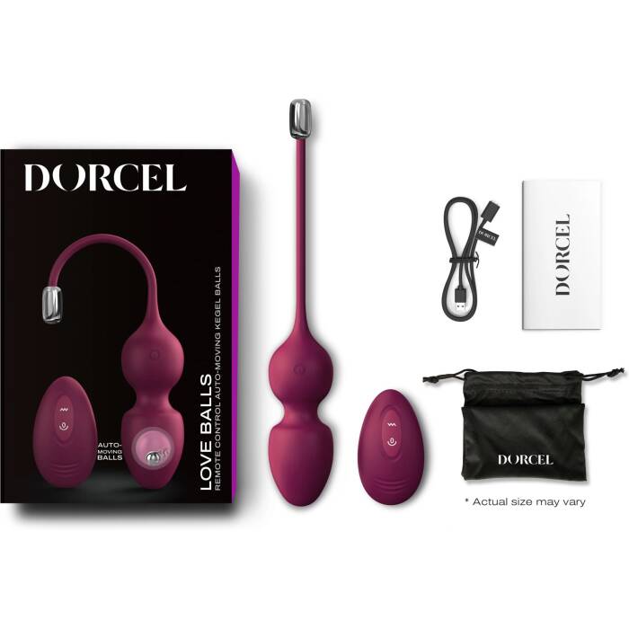 Вагінальні кульки Dorcel LOVE BALLS PLUM, вібрації та рухи внутрішньої кульки, пульт ДК