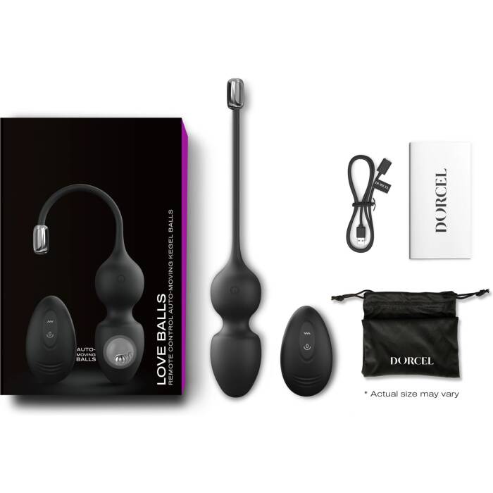 Вагінальні кульки Dorcel LOVE BALLS BLACK, вібрації та рухи внутрішньої кульки, пульт ДК