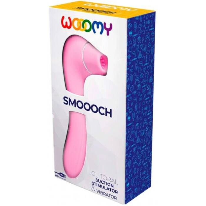 Вакуумний стимулятор з вібрацією Wooomy Smoooch Pink Clitoral Suction & Vibration, 10х2 режимів