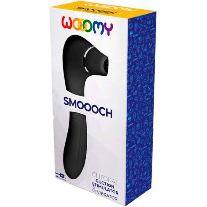 Вакуумний стимулятор з вібрацією Wooomy Smoooch Black Clitoral Suction & Vibration