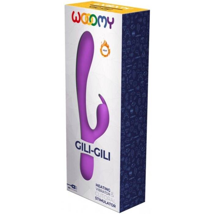 Вібратор-кролик Wooomy Gili-Gili Vibrator with Heat Purple, відросток з вушками, підігрів до 40°С