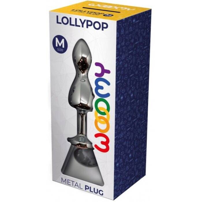 Металева анальна пробка Wooomy Lollypop Double Ball Metal Plug M, діаметр 3,1 см, довжина 9,4 см