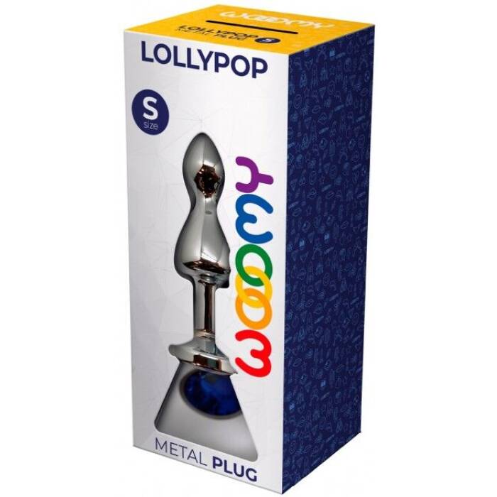 Металева анальна пробка Wooomy Lollypop Double Ball Metal Plug Blue S, діаметр 2,8см, довжина 8,5см