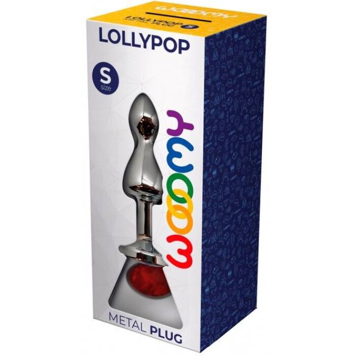 Металева анальна пробка Wooomy Lollypop Double Ball Metal Plug Red S, діам. 2,8 см, довжина 8,5 см