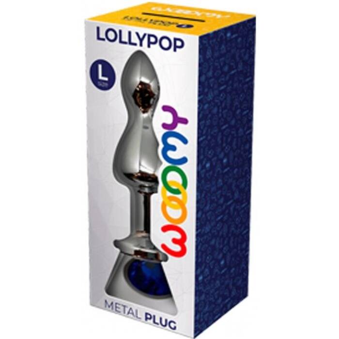 Металева анальна пробка Wooomy Lollypop Double Ball Metal Plug Blue L діаметр 3,5 см, довжина 10,5см