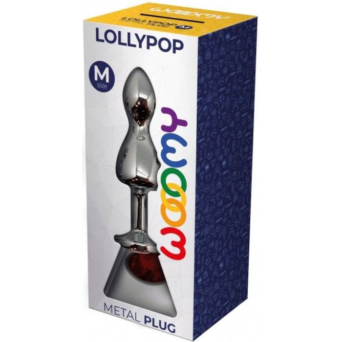 Металева анальна пробка Wooomy Lollypop Double Ball Metal Plug Red M, діаметр 3,1 см, довжина 9,4 см