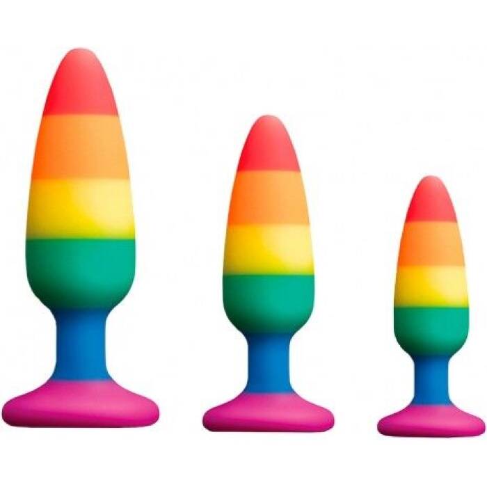 Силіконова анальна пробка Wooomy Hiperloo Silicone Rainbow Plug S, діаметр 2,4 см, довжина 9 см