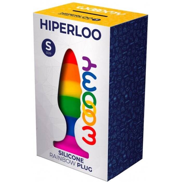 Силіконова анальна пробка Wooomy Hiperloo Silicone Rainbow Plug S, діаметр 2,4 см, довжина 9 см