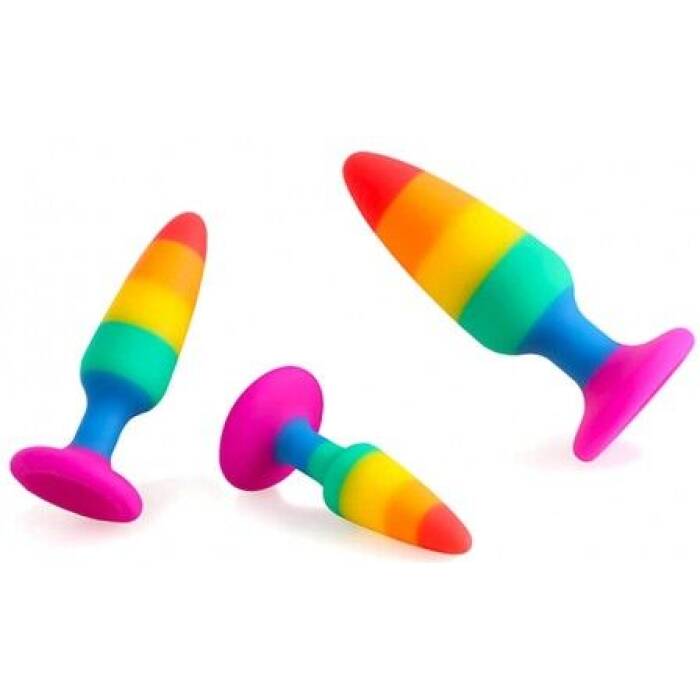 Силіконова анальна пробка Wooomy Hiperloo Silicone Rainbow Plug S, діаметр 2,4 см, довжина 9 см