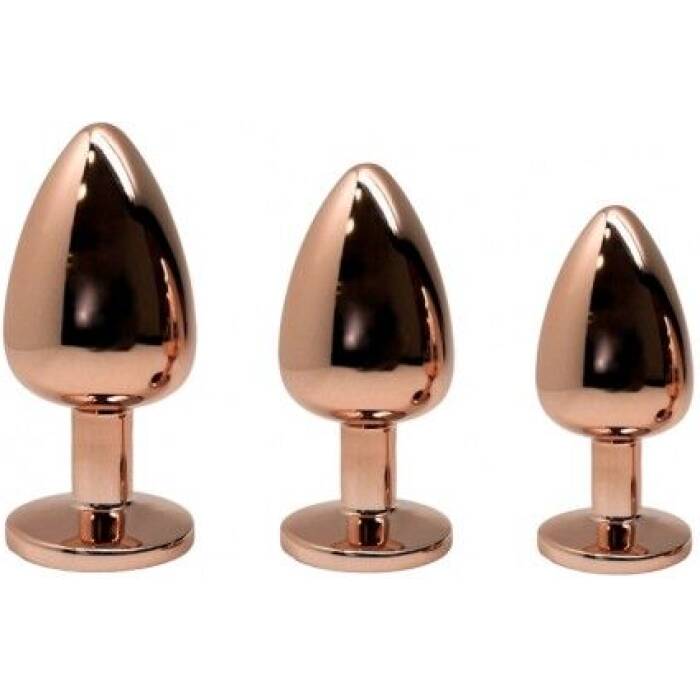 Металева анальна пробка Wooomy Tralalo Rose Gold Metal Plug Magenta L, діаметр 4 см, довжина 9 см