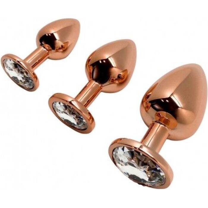 Металева анальна пробка Wooomy Tralalo Rose Gold Metal Plug Size L, діаметр 4 см, довжина 9 см