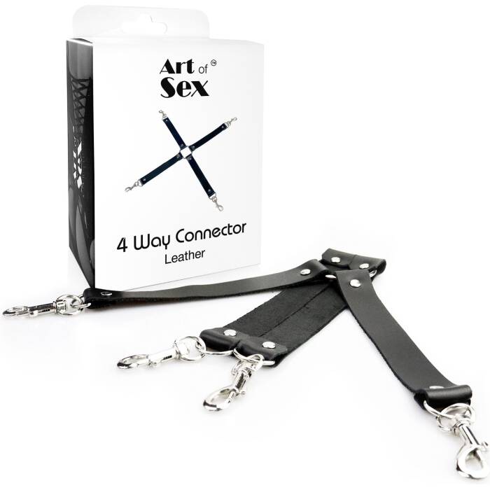 Хрестовина з натуральної шкіри Art of Sex – 4 Way Connector, чорний