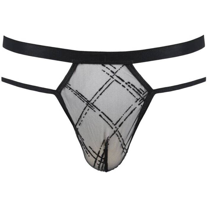 Чоловічі прозорі стринги Passion 029 THONG COLLIN L/XL Black, сітка