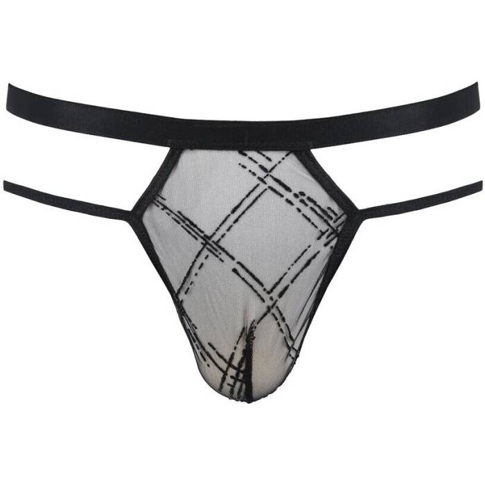 Чоловічі прозорі стринги Passion 029 THONG COLLIN S/M Black, сітка