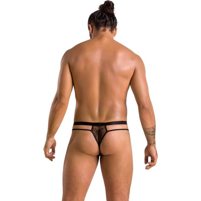 Чоловічі прозорі стринги Passion 029 THONG COLLIN S/M Black, сітка