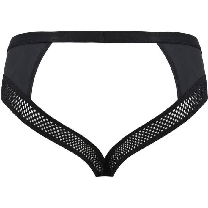 Чоловічі труси з ланцюжком Passion 030 SLIP TOM L/XL Black, екошкіра, відкриті сідниці