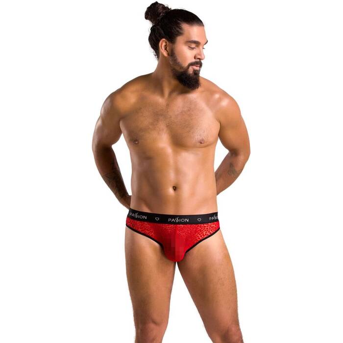 Чоловічі напівпрозорі труси Passion 031 SLIP MIKE L/XL Red, під леопард