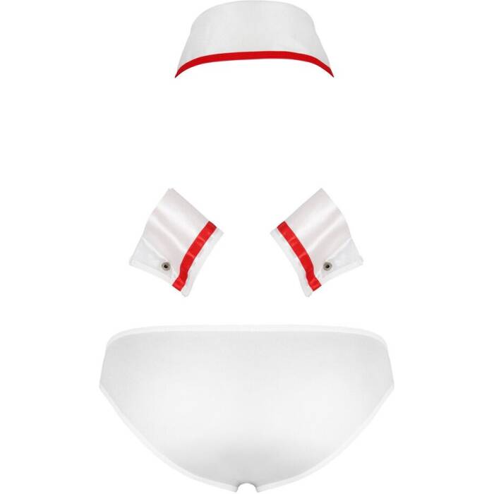 Комплект еротичної чоловічої білизни Passion 037 GREGORY XXL/XXXL White, труси, комірець, манжети