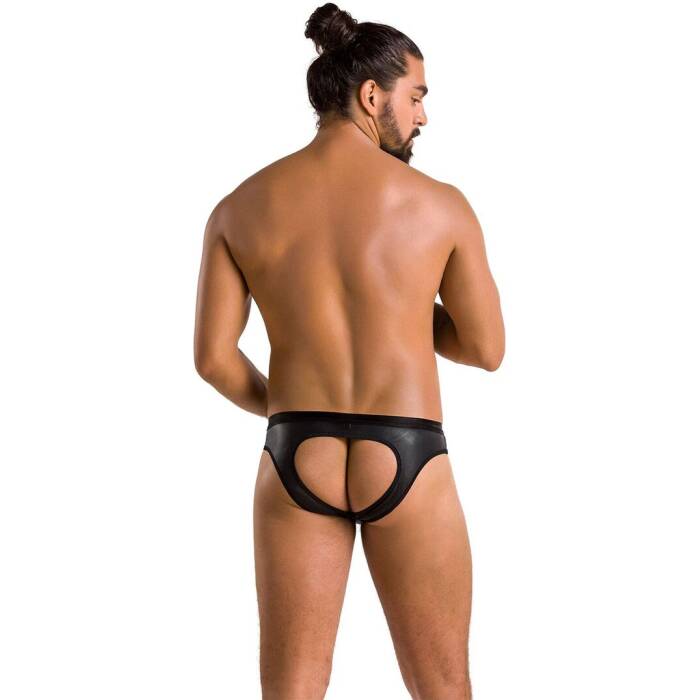 Чоловічі сліпи з вирізами Passion 041 SLIP JOE XXL/XXXL Black, екошкіра, відкриті сідниці