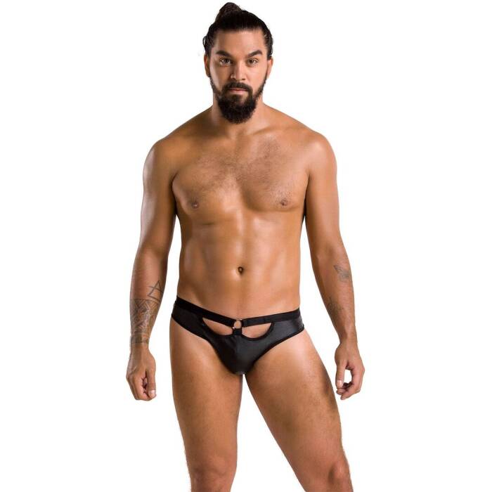 Чоловічі сліпи з вирізами Passion 041 SLIP JOE XXL/XXXL Black, екошкіра, відкриті сідниці