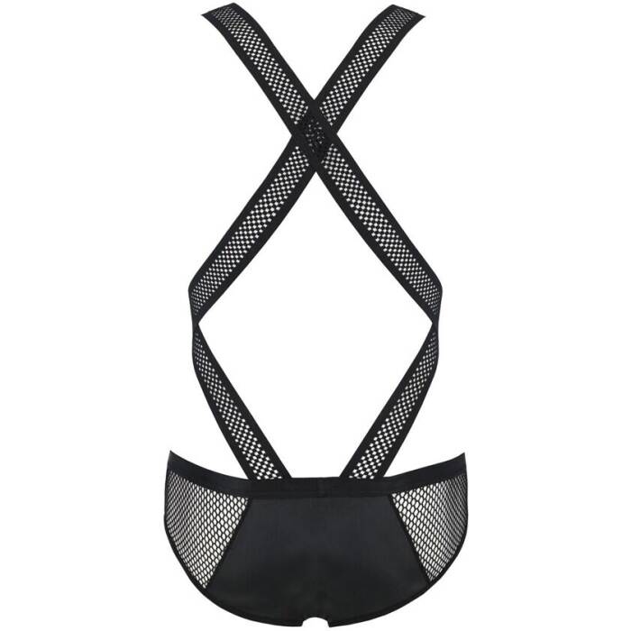 Чоловіче еротичне сітчасте боді Passion 045 VICTOR XXL/XXXL Black, екошкіра, сітка