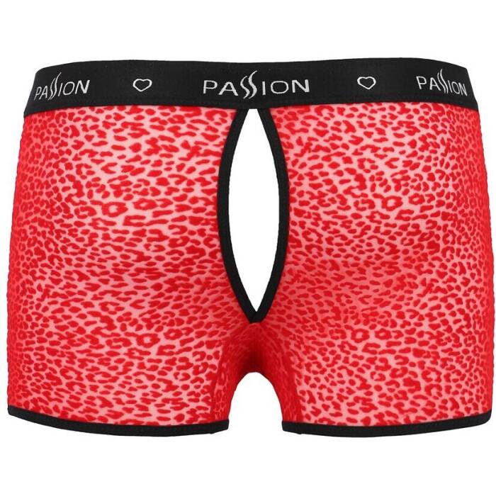 Чоловічі прозорі боксери Passion 046 SHORT PARKER L/XL Red, сітка, під леопард