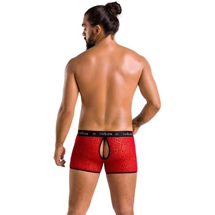 Чоловічі прозорі боксери Passion 046 SHORT PARKER L/XL Red, сітка, під леопард