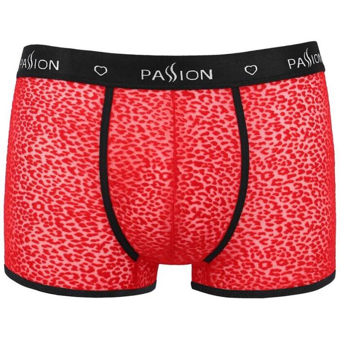 Чоловічі прозорі боксери Passion 046 SHORT PARKER L/XL Red, сітка, під леопард