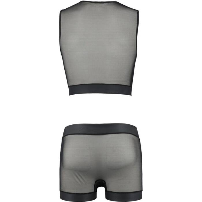 Комплект чоловічої білизни на шнурівці Passion 053 SET WILLIAM S/M Black, жилет, боксери