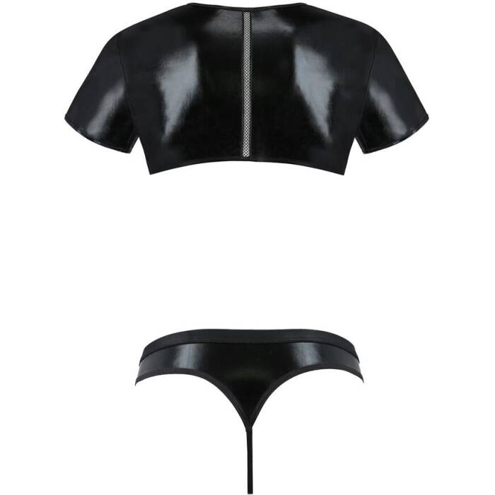 Комплект чоловічої білизни під латекс Passion 057 SET PETER XXL/XXXL Black, кроп-топ, стринги