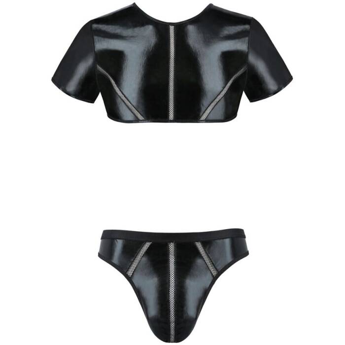 Комплект чоловічої білизни під латекс Passion 057 SET PETER XXL/XXXL Black, кроп-топ, стринги
