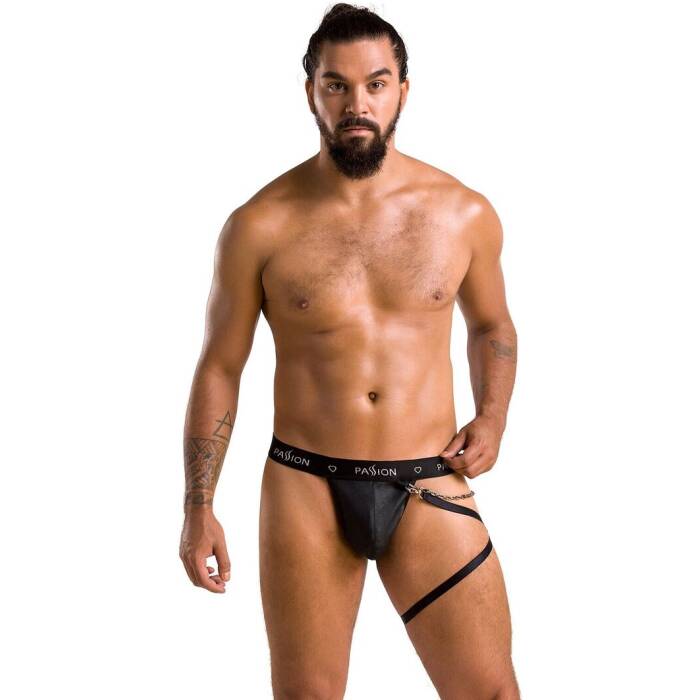 Чоловічі трусики танга з підв’язкою Passion 058 THONG BILL L/XL Black