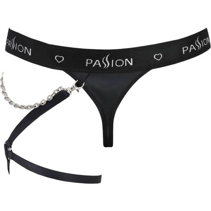 Чоловічі трусики танга з підв’язкою Passion 058 THONG BILL S/M Black