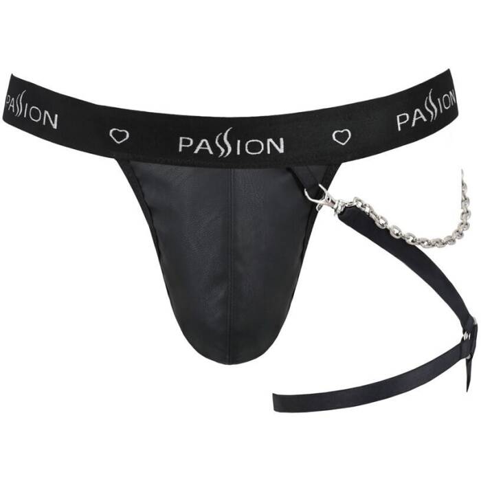 Чоловічі трусики танга з підв’язкою Passion 058 THONG BILL S/M Black