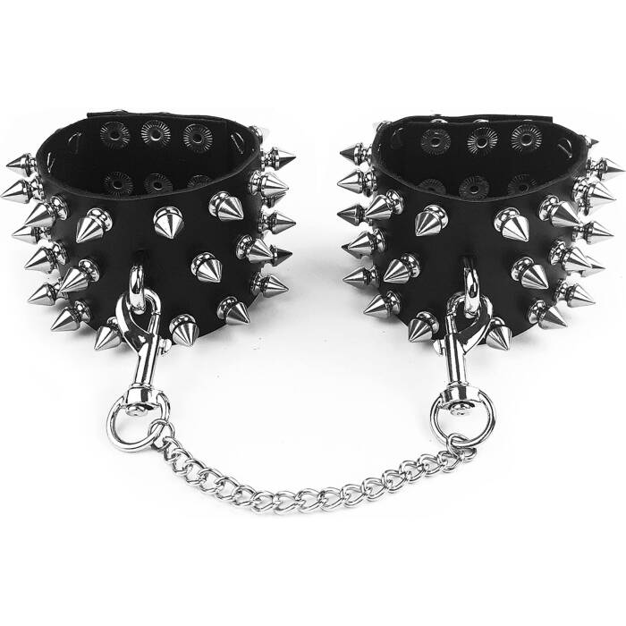 Наручники з шипами Art of Sex - Rose Spiked Leather Handcuffs, натуральна шкіра