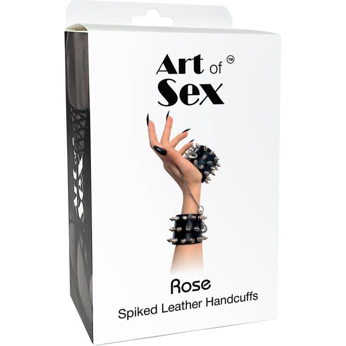 Наручники з шипами Art of Sex - Rose Spiked Leather Handcuffs, натуральна шкіра