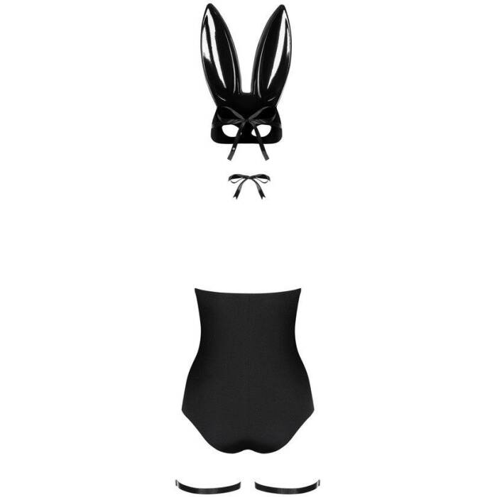 (SALE) Еротичний костюм кролика Obsessive Bunny costume S/M, black, боді, чокер, гартери, панчохи, маска