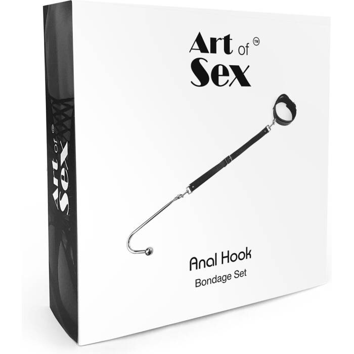 Анальний гак 3 із нашийником з натуральної шкіри Art of Sex - Anal hook, Чорний