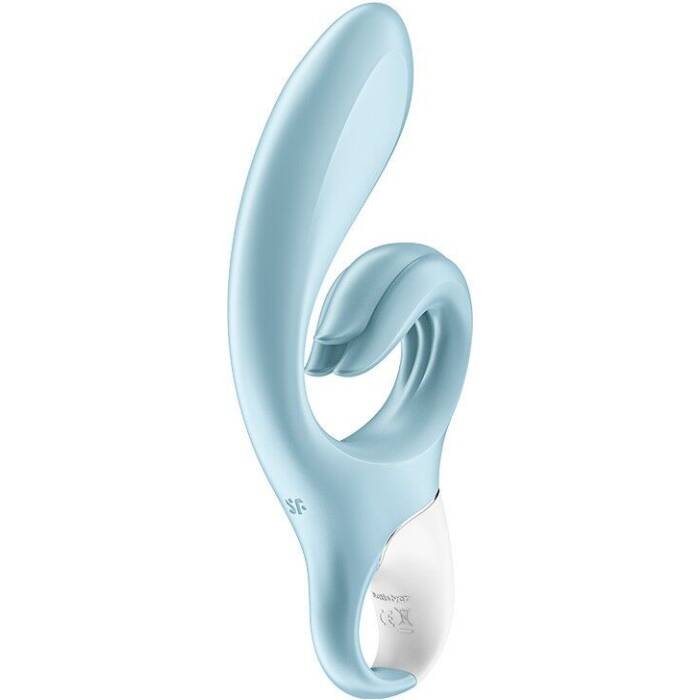 Вібратор-кролик Satisfyer Love Me Blue, гнучкий, відросток з потрійним кінчиком