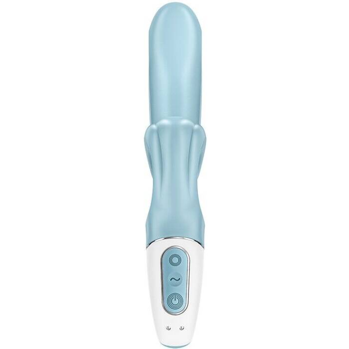 Вібратор-кролик Satisfyer Love Me Blue, гнучкий, відросток з потрійним кінчиком