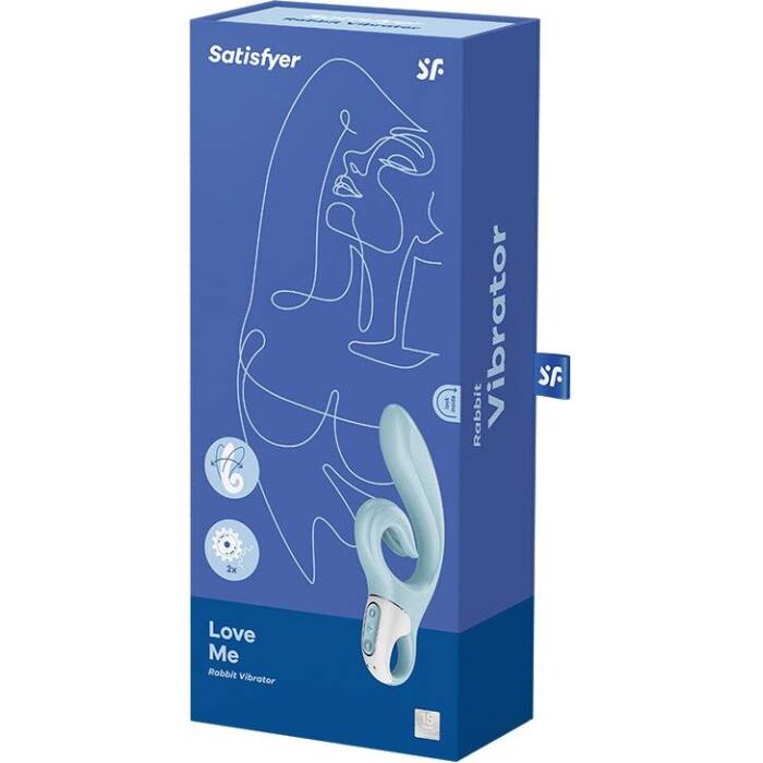 Вібратор-кролик Satisfyer Love Me Blue, гнучкий, відросток з потрійним кінчиком