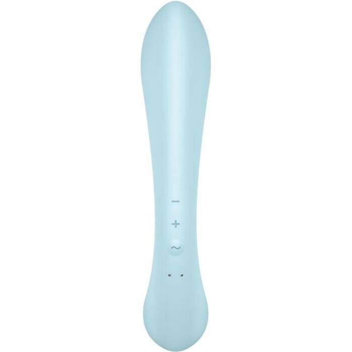 Двосторонній вібратор-кролик Satisfyer Triple Oh Light Blue, 3 мотори, руків’я-масажер