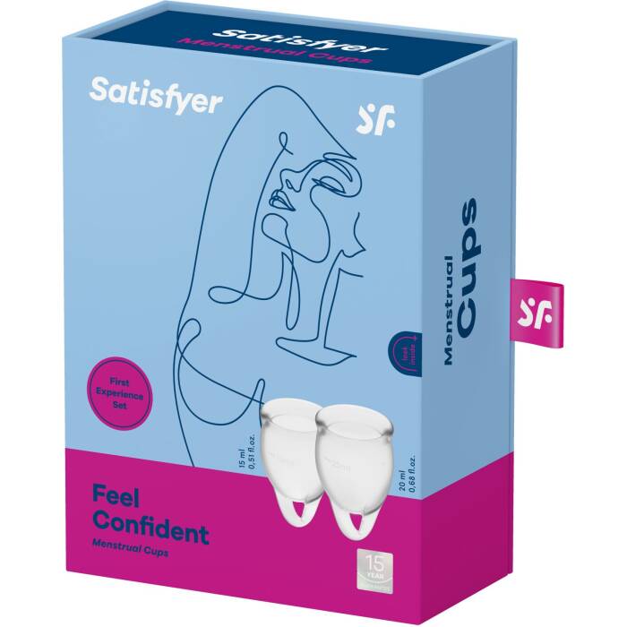 Набір менструальних чаш Satisfyer Feel Confident (Transparent), 15мл та 20мл, мішечок для зберігання