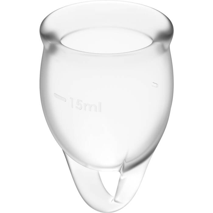 Набір менструальних чаш Satisfyer Feel Confident (Transparent), 15мл та 20мл, мішечок для зберігання