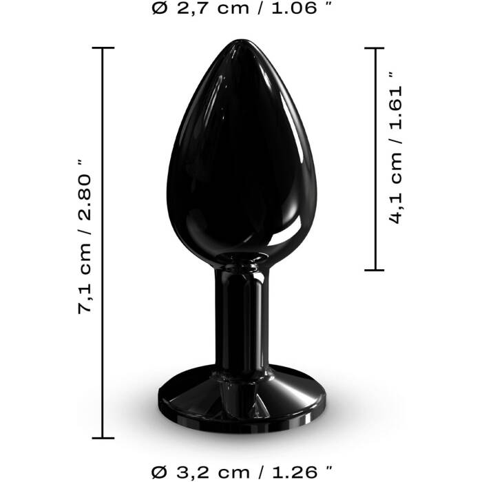 Металева анальна пробка з кристалом Dorcel Diamond Plug Black S